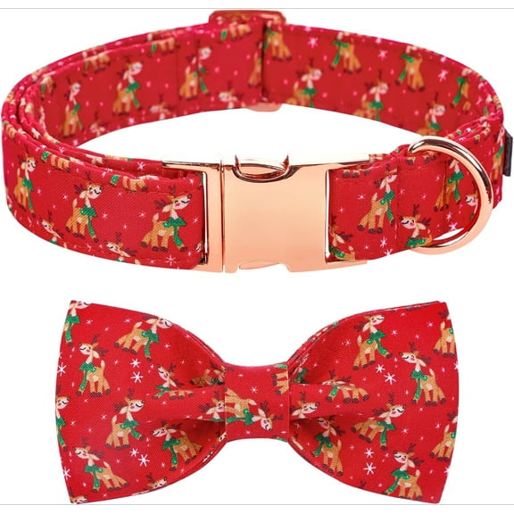 Plaid Dog Collar with Bow Pet Gift Adjustable Soft and Comfy Bowtie Collars for Small Medium Large Dogs
