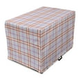 thumbnail image 1 of Plaid Dog Crate Cover, Diagonal and Vertical Stripes in Checkered Pattern in Pastel Tones, Easy to Use Pet Kennel Cover Small Dogs Puppies Kittens, 7 Sizes, Lavender and Burnt Sienna, by Ambesonne, 1 of 6