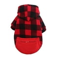 thumbnail image 1 of Plaid Dog Hoodie Pet Clothes Sweater with Hat and Pocket for Small Medium Large Size Dogs, Soft Winter Warm Dog Cold Weather Coat, Fall Dog Hooded Sweatshirt,Red,XS, 1 of 5