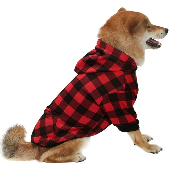 Plaid Dog Hoodie, Pet Clothes Sweaters with Hat, Dog Warm Winter Dog Coat for Small Medium Large Dogs