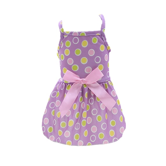 Plaid Dots Pet Dress Bowknot Decor, Square Collar - Summer Kitty Clothes for Home Wear