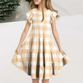 thumbnail image 1 of Plaid Dresses for Girls Size 6-15 Teens Kids Trendy Ruffle Sleeve Crewneck Pullover Loose Comfort Going Out Vacation Midi Dress, 1 of 7