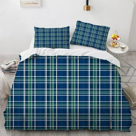 Plaid Duvet Cover Bedding Set for Boys Kids Women Men Modern Geometric Colourful Grid Plaid Polyester Comforter Set