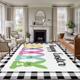 thumbnail image 1 of Plaid Easter Area Rugs 6'x9', Washable Small Throw Rugs for Kitchen Dining room, Bunny Black White Checkered Farmhouse Indoor Outdoor Rug Non-Slip Low Pile Carpet Runner Reversible Floor Mats, 1 of 8