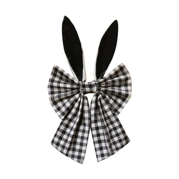 Plaid Easter Bows for Wreaths - Rustic Velvet Decorative Bunny Bow with Ears, Holiday Fabric Topper for Front Door, Wall, Window, DIY Spring & Party Decor