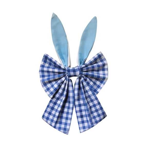 Plaid Easter Bows for Wreaths - Rustic Velvet Decorative Bunny Bow with Ears, Holiday Fabric Topper for Front Door, Wall, Window, DIY Spring & Party Decor