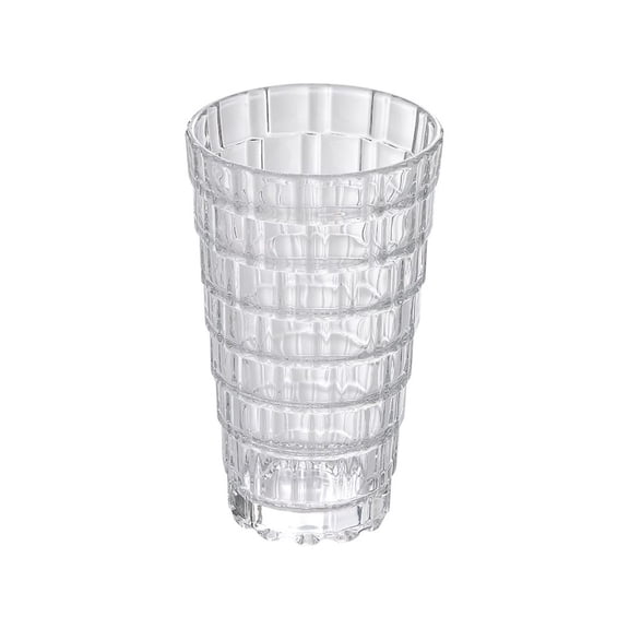 Plaid Embossed Drinking Glasses, Clear Textured Highball Glass Cups for Everyday Home, Bar Use