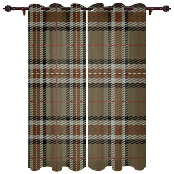 Plaid English Red Dark Grey Window Curtains Curtains for Living Room Decorative Items Living Room