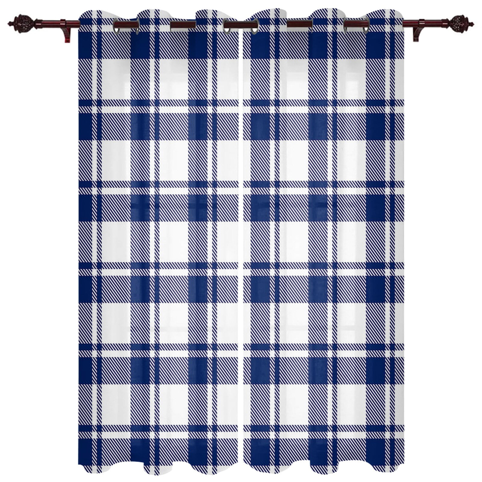 Plaid English Red Dark Grey Window Curtains Curtains for Living Room
