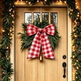 thumbnail image 1 of Plaid Fabric Bow Pre Tied Decorative Bow For Wreath Door Gift Holiday Embellishment, 1 of 6
