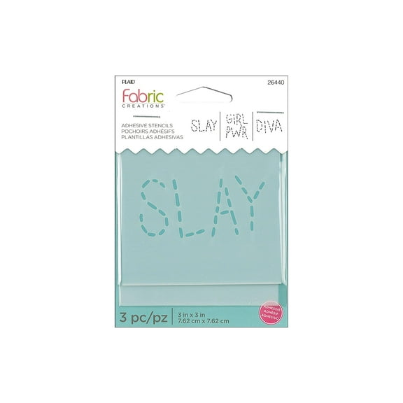 Plaid Fabric Creations Adh Stencil 3x3 3pc Slay