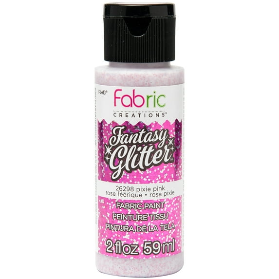 Plaid Fabric Creations Fantasy Glitter Fabric Paint - Pixie Pink, 2 oz
