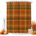 thumbnail image 1 of Plaid Fall Shower Curtain, Waterproof Shower Curtains for Bathroom, Thanksgiving Orange Brown Autumn Farmhouse Harvest Washable Fabric Bathtub Curtain Set Bath Decor with 12 Hooks Standard 72"x72", 1 of 8