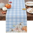 thumbnail image 1 of Plaid Fall Table Runner - 90 Inch Long Thanksgiving Harvest Orange Blue Pink Pumpkins Cotton and Linen Blended Dress Scarves Farmhouse Table Runner for Kitchen Dining, Coffee Table, 13" x 90", 1 of 8