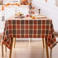 thumbnail image 1 of Plaid Fall Tablecloth Thanksgiving Rectangle 60x84 Inch, Rust Orange Table Cloths Autumn Decorations, Polyester Fabric Table Cover for Harvest Party Dining Farmhouse Kitchen Decor, 1 of 6