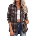 thumbnail image 1 of Plaid Flannel Shirt Women Button Down Shackets Long Sleeve Fall Tops, S, 1 of 6