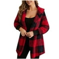 thumbnail image 1 of Plaid Fleece Jacket Women Long Comfy Fuzzy Open Front Lapel Collar Loose Soft Warm Winter Cardigans Coats (3XL, Red), 1 of 5