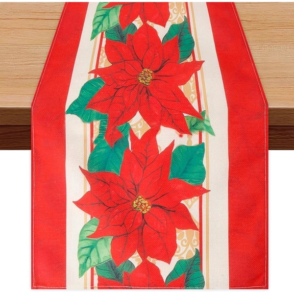 Plaid Flower Table Runner - 72 Inch Christmas & Holiday Theme Decor