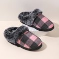 thumbnail image 1 of Plaid Fluffy Slippers Women House Flats Winter Designer Shoes Ladies Home Casual Plush Warm Platform Elegant Footwear Large Size (Pink,38-39), 1 of 8