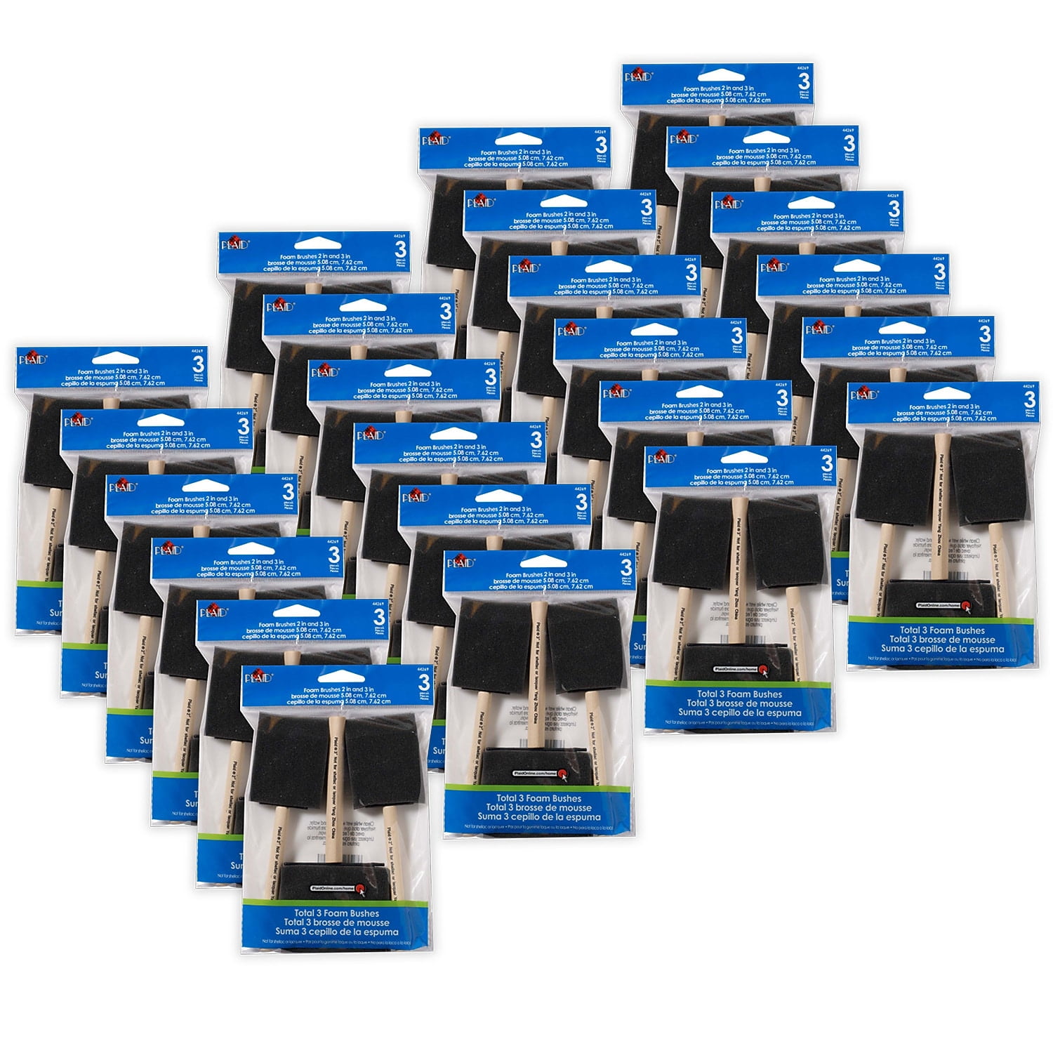 Plaid Foam Brushes 3/Pack 24 Packs/Bundle (PDE44269-24)