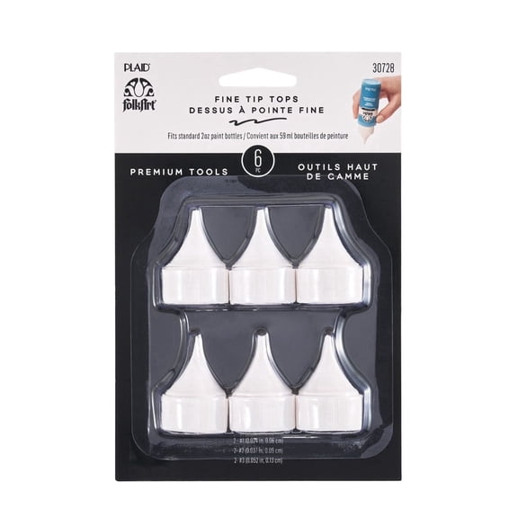 FolkArt Premium Tools Fine Tip Tops Bottle Tips Set, White, Set of 6