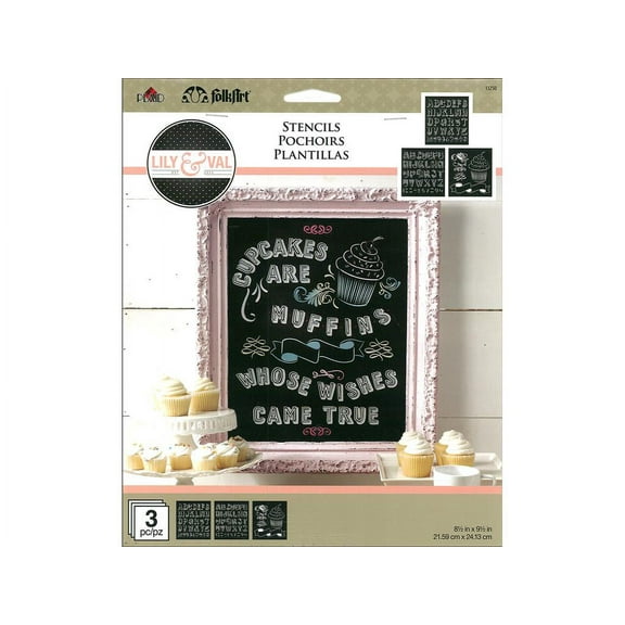 Plaid Folkart Stencil Lily & Val 3pc Cupcake