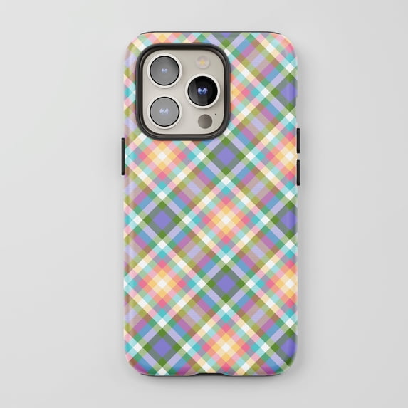 Plaid For All iPhone Series Protective Phone Case Pastel Multi-color