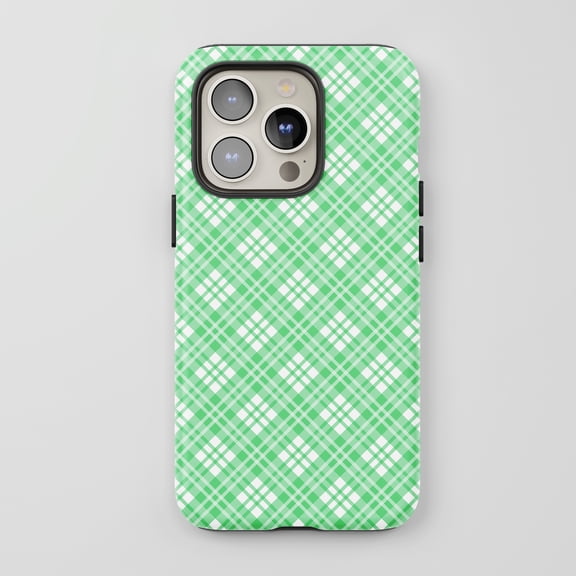 Plaid For All iPhone Series Tough Phone Case Geometric Design Mint Green