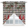 thumbnail image 1 of Plaid Gnomes Christmas Swag Curtains for Kitchen/Bedroom/Living Room, Xmas Ball Gifts Snowflake Scalloped Curtains 63 Inch Long, Rod Pocket Window Swag Topper Curtains Valances 2 Panels Set 36"x63", 1 of 8