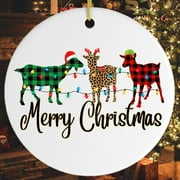 Plaid Goats Merry Christmas Ornament