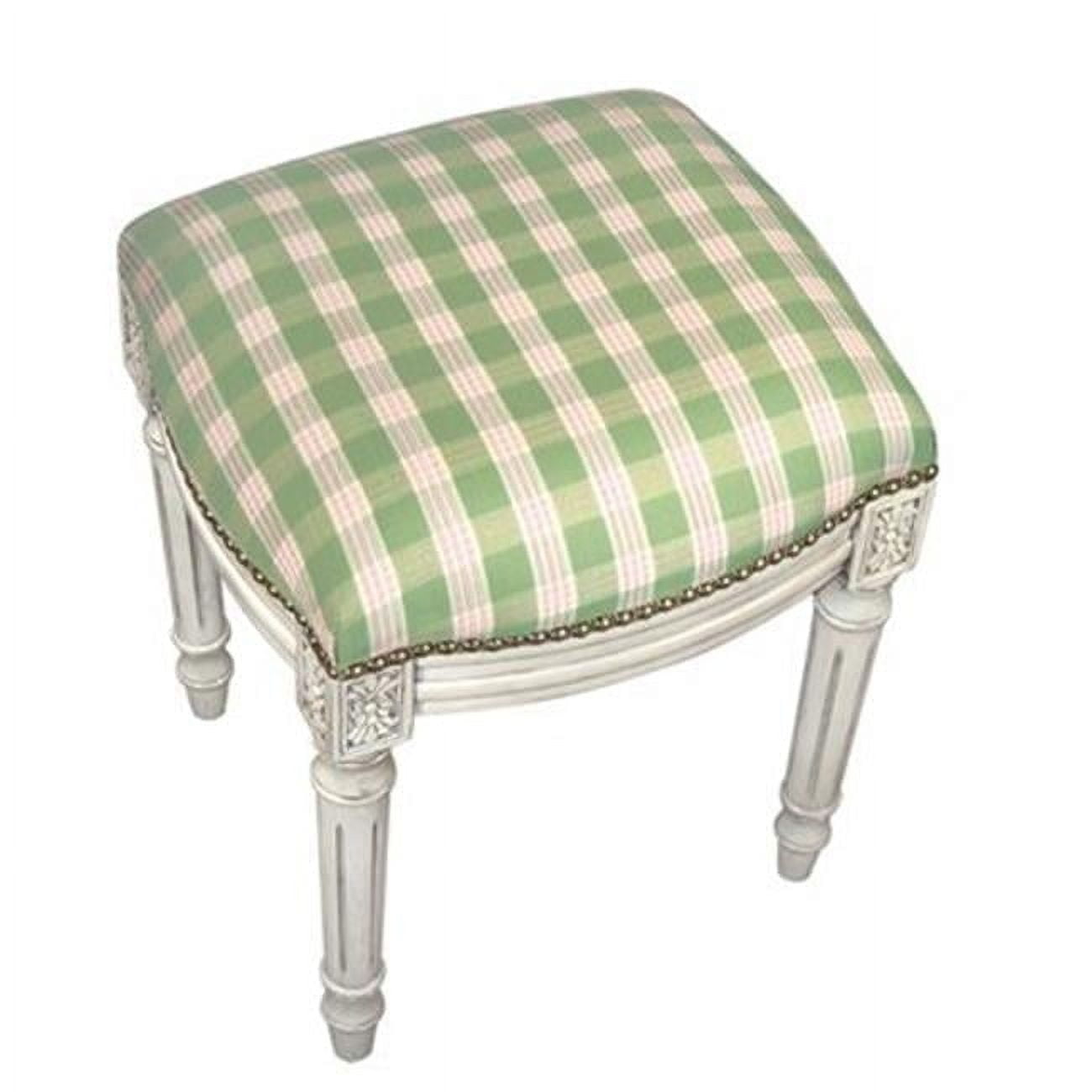 Plaid-Green Fabric Upholstered Stool - Walmart.com