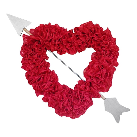 Plaid Heart Check Bow Home Decorative Hanging Wall for Farmhouse Valentine Seasonal Red 40x40 cm