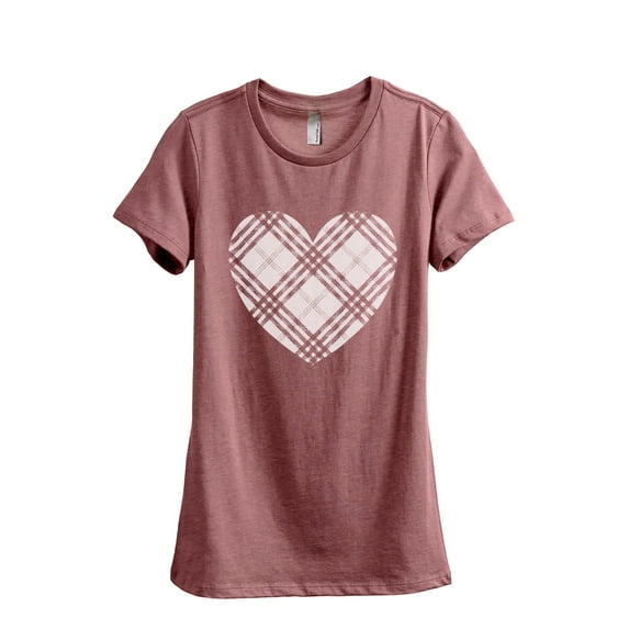 Plaid Heart Women's Fashion Relaxed T-Shirt Tee Heather Rouge Medium