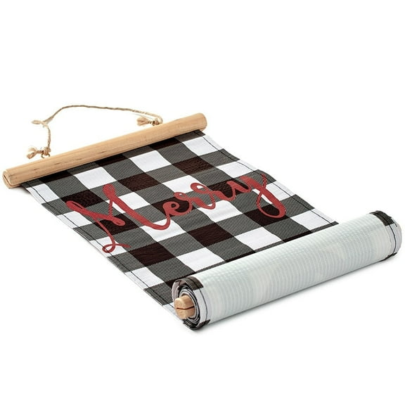 Plaid Holiday Decor - Black and White 70" Banner