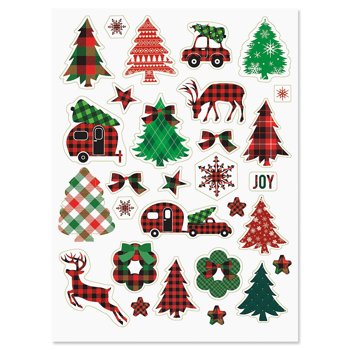 Plaid Holiday Stickers - Set of 58 on 2 sticker sheets - Walmart.com