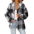 thumbnail image 1 of Plaid Hooded Button Up Lined Jacket For Women Warm And Cozy Outerwear For Fall And Winter Casual Work Outfits for Women Knit Jacket Dress Women Jackets Western Fashion Sporty Jacket Women Sweat, 1 of 3