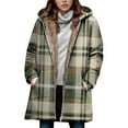 thumbnail image 1 of Plaid Hooded Jacket for Woman Casual Loose Fleece Lined Coat Fuzzy Thick Warm Fall Winter Outerwear New Light Weight Jackets Womens Plus Size Khaki S, 1 of 6