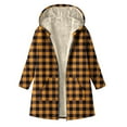 thumbnail image 1 of Plaid Hooded Jackets for Womens Sherpa Fleece Lined Long Jacket Winter Plush Thermal Long Sleeve Zipper Active Coats, 1 of 7