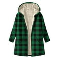 thumbnail image 1 of Plaid Hooded Jackets for Womens Sherpa Fleece Lined Long Jacket Winter Plush Thermal Long Sleeve Zipper Active Coats, 1 of 7