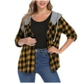 thumbnail image 1 of Plaid Hoodie Shirts for Women Button-Up Shirt Jackets Christmas Flannel Drawstring Long Sleeve Hooded Sweatshirt, 1 of 5
