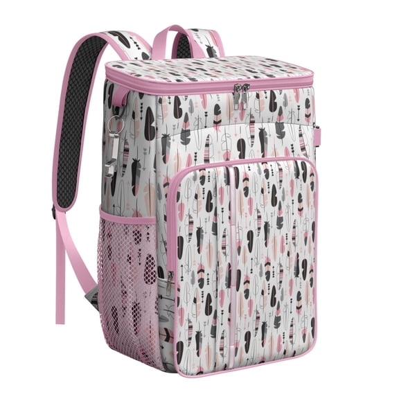 Plaid Insulated Backpack Cooler - 20L Leakproof Lunch Bag, Rustic Style for Camping & Picnic
