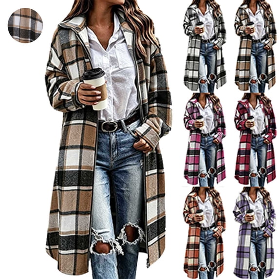 Plaid Jacket Dqueduo Women's Color-Block Double-Zip Hooded Cardigan Coat – Long Sleeve Outdoor Jacket Beige M