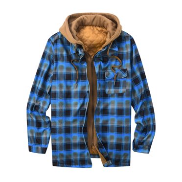 Women's Plaid Full Zip Jacket Sherpa Fleece Lined Jacket Fall Winter Warm Hooded Shacket Coats Outerwear For Women