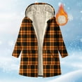 thumbnail image 1 of Plaid Jackets for Women Casual Long Sleeve Shacket Thick Fleece Lined Hooded Coat Warm Coat Winter Outerwear New Fall Jackets for Women Windproof Yellow S, 1 of 7