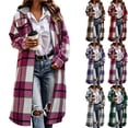 thumbnail image 1 of Plaid Jackets for Women Oversized Zip Up Casual Zipper Hooded Cardigan Long Sleeves Coat Tops, 1 of 8