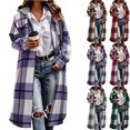 thumbnail image 1 of Plaid Jackets for Women Plus Size Zip Up Casual Zipper Hooded Cardigan Long Sleeves Coat Tops, 1 of 8