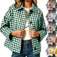 thumbnail image 1 of Plaid Jackets for Women Winter Fashion Long Sleeve Casual Checkered Jacket，Button-Front Design for Fall /Winter, 1 of 7
