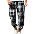 thumbnail image 1 of Plaid Jogger Pants for Men Lightweight Christmas Men's Fleece Sleep Pants Pajama Bottoms with Drawstring & Pockets, 1 of 7