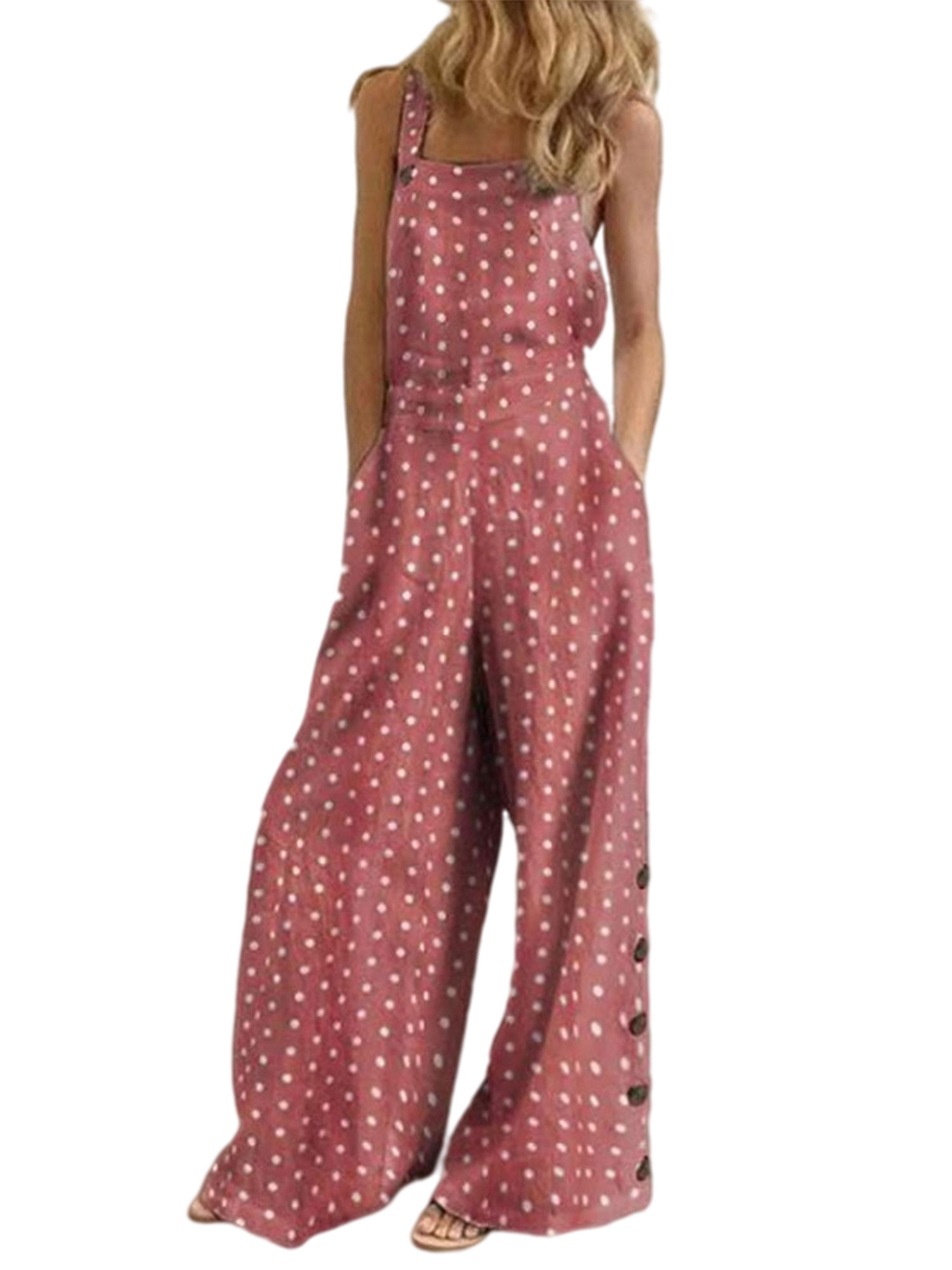 Plaid Jumpsuit for Women Summer Casual Loose Floral Overalls Baggy Long