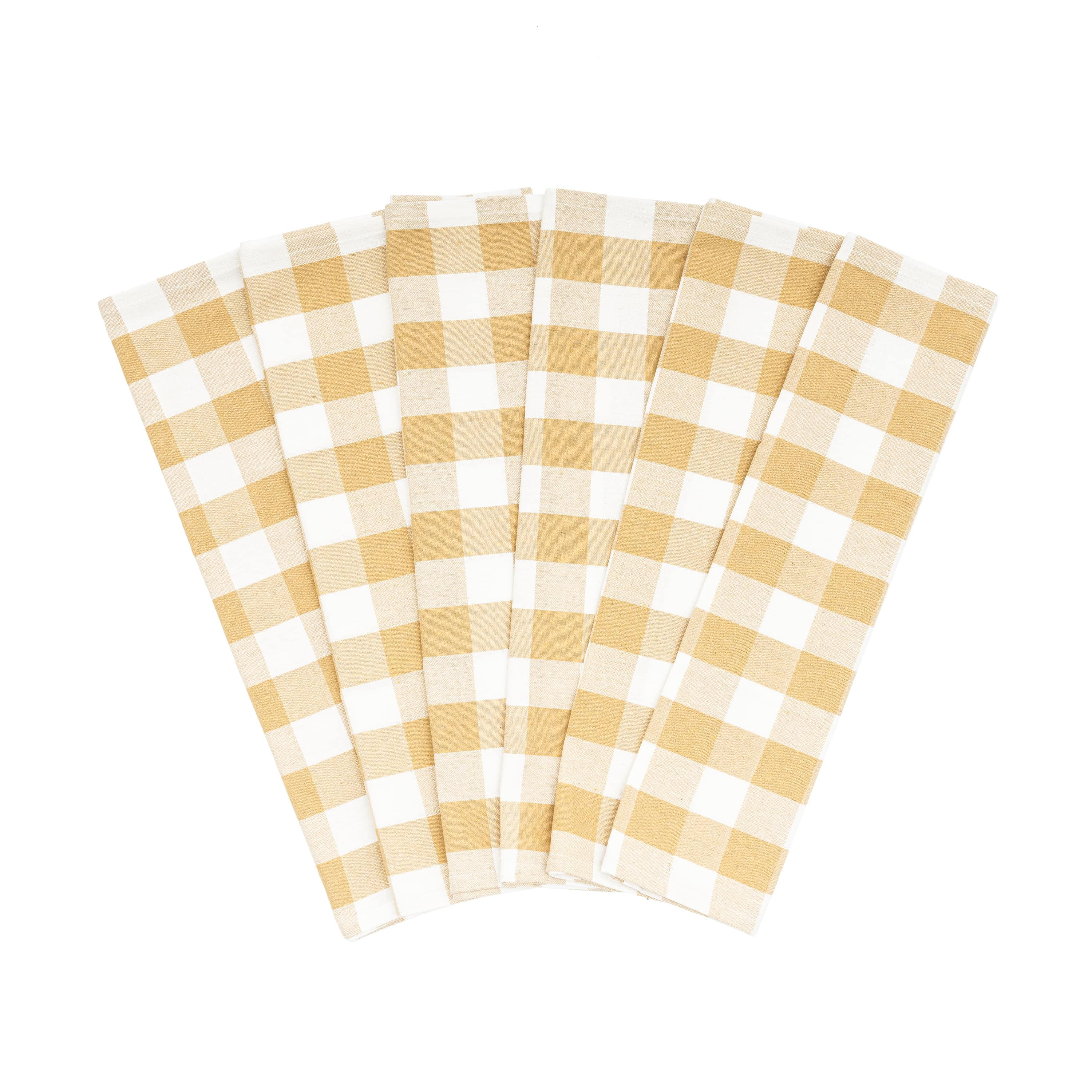 Taupe and White Cotton Plaid Kitchen Towel Set